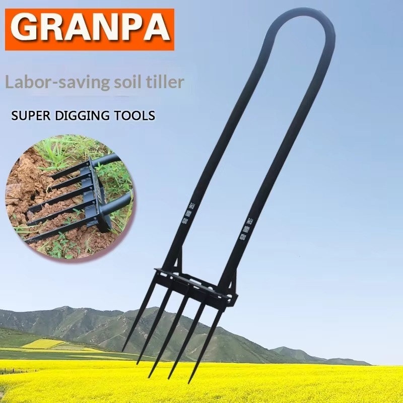 頑丈なダブルバー構造の鋼製ガーデン用スパドリングフォーク。手 - Spade Digging Fork のレビューと価格