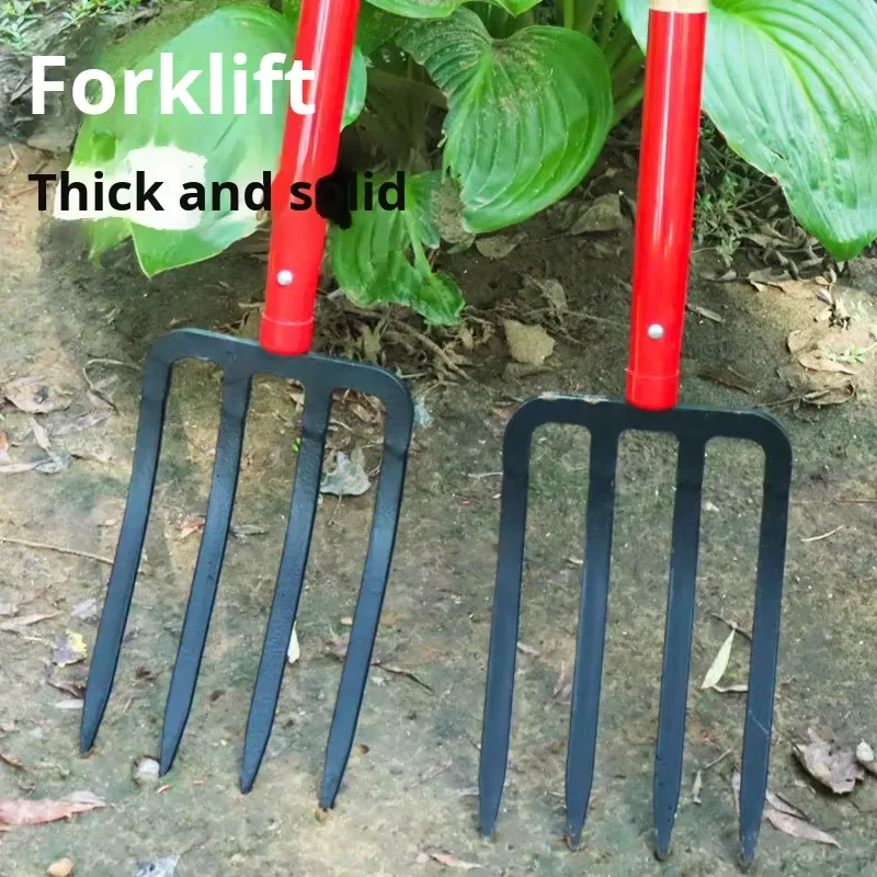 四歯鋼鉄製フォーク農業用耕運機、土壌緩め掘削用、木製ハンドル - Spade Digging Fork のレビューと価格