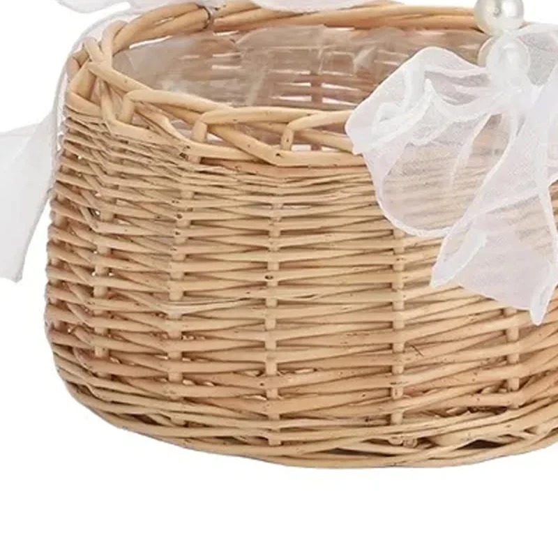 パールハンドル付きラタン製ウェディングフラワーガールバスケッ - Gardening Tools Girls のレビューと価格